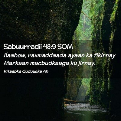 Picture 02 - Sabuurradii 48:9 SOM - Ilaahow, raxmaddaada ayaan ka fikirnay Markaan - Bible Verse Picture