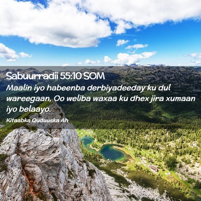 Picture 02 - Sabuurradii 55:10 SOM - Maalin iyo habeenba derbiyadeeday ku dul - Bible Verse Picture