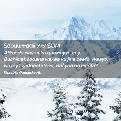 Picture 02 - Sabuurradii 59:7 SOM - Afkooda waxaa ka qubmaysa cay, Bushimahoodana - Bible Verse Picture