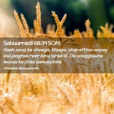 Picture 02 - Sabuurradii 68:34 SOM - Ilaah xoog ka sheega, Waayo, sharaftiisu waxay - Bible Verse Picture