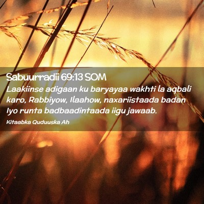 Picture 02 - Sabuurradii 69:13 SOM - Laakiinse adigaan ku baryayaa wakhti la aqbali - Bible Verse Picture