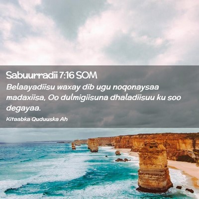Picture 02 - Sabuurradii 7:16 SOM - Belaayadiisu waxay dib ugu noqonaysaa madaxiisa, - Bible Verse Picture