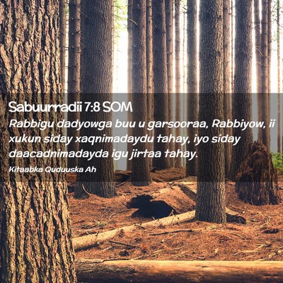 Picture 02 - Sabuurradii 7:8 SOM - Rabbigu dadyowga buu u garsooraa, Rabbiyow, ii - Bible Verse Picture