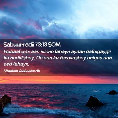 Picture 02 - Sabuurradii 73:13 SOM - Hubaal wax aan micne lahayn ayaan qalbigaygii ku - Bible Verse Picture