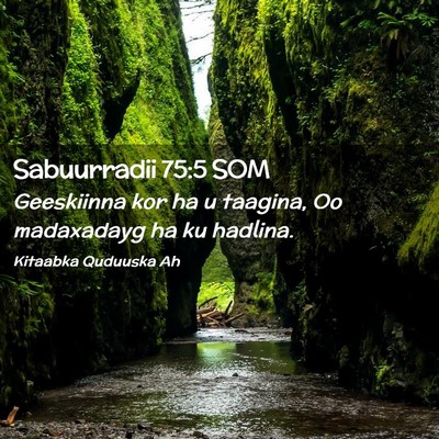 Picture 02 - Sabuurradii 75:5 SOM - Geeskiinna kor ha u taagina, Oo madaxadayg ha ku - Bible Verse Picture