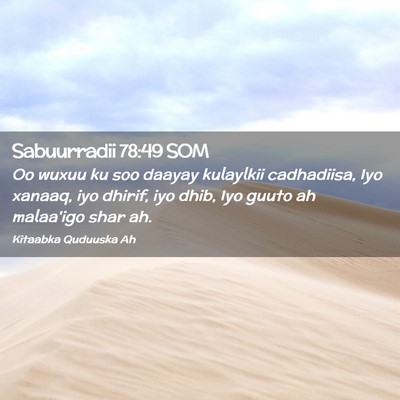 Picture 02 - Sabuurradii 78:49 SOM - Oo wuxuu ku soo daayay kulaylkii cadhadiisa, Iyo - Bible Verse Picture