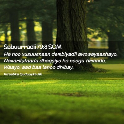 Picture 02 - Sabuurradii 79:8 SOM - Ha noo xusuusnaan dembiyadii awowayaashayo, - Bible Verse Picture