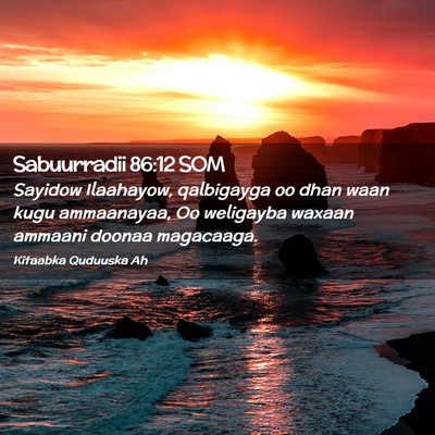 Picture 02 - Sabuurradii 86:12 SOM - Sayidow Ilaahayow, qalbigayga oo dhan waan kugu - Bible Verse Picture