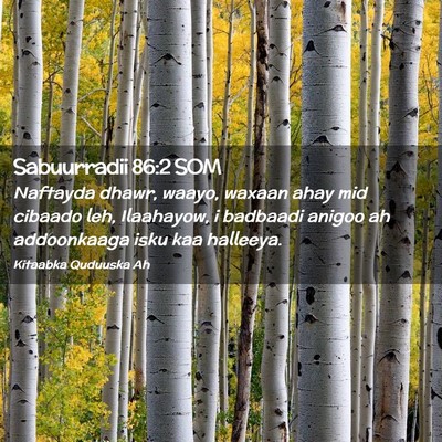 Picture 02 - Sabuurradii 86:2 SOM - Naftayda dhawr, waayo, waxaan ahay mid cibaado - Bible Verse Picture