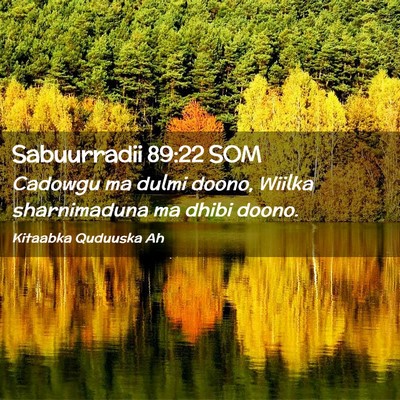 Picture 02 - Sabuurradii 89:22 SOM - Cadowgu ma dulmi doono, Wiilka sharnimaduna ma - Bible Verse Picture
