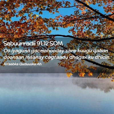 Picture 02 - Sabuurradii 91:12 SOM - Oo iyaguna gacmahooday sare kuugu qaban doonaan - Bible Verse Picture
