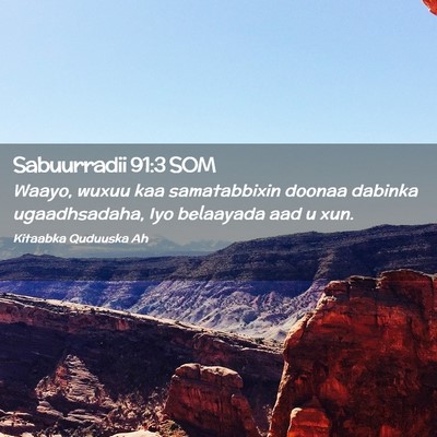 Picture 02 - Sabuurradii 91:3 SOM - Waayo, wuxuu kaa samatabbixin doonaa dabinka - Bible Verse Picture