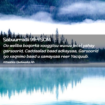 Picture 02 - Sabuurradii 99:4 SOM - Oo weliba boqorka xooggiisu wuxuu jecel yahay - Bible Verse Picture