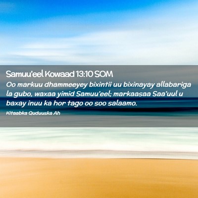 Picture 02 - Samuu'eel Kowaad 13:10 SOM - Oo markuu dhammeeyey bixintii uu bixinayay - Bible Verse Picture