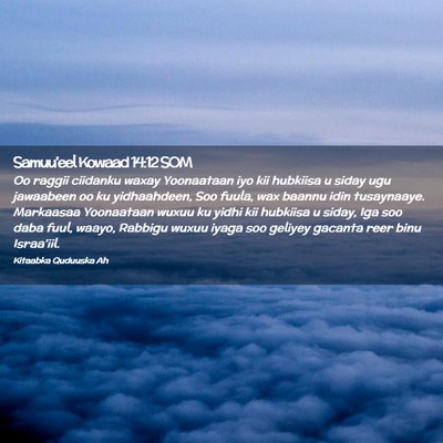 Picture 02 - Samuu'eel Kowaad 14:12 SOM - Oo raggii ciidanku waxay Yoonaataan iyo kii - Bible Verse Picture