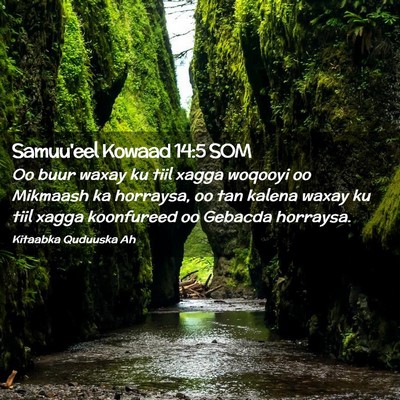 Picture 02 - Samuu'eel Kowaad 14:5 SOM - Oo buur waxay ku tiil xagga woqooyi oo Mikmaash - Bible Verse Picture