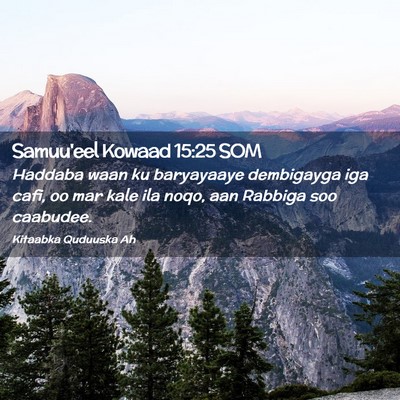 Picture 02 - Samuu'eel Kowaad 15:25 SOM - Haddaba waan ku baryayaaye dembigayga iga cafi, - Bible Verse Picture