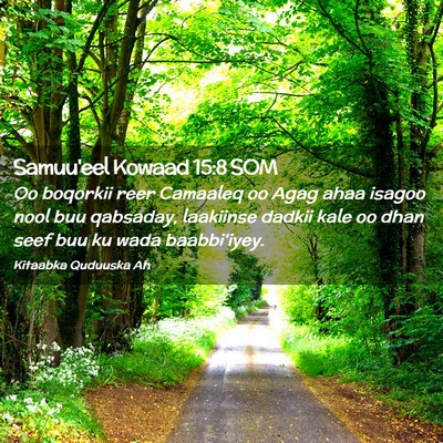 Picture 02 - Samuu'eel Kowaad 15:8 SOM - Oo boqorkii reer Camaaleq oo Agag ahaa isagoo - Bible Verse Picture