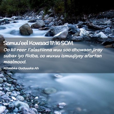 Picture 02 - Samuu'eel Kowaad 17:16 SOM - Oo kii reer Falastiinna wuu soo dhowaan jiray - Bible Verse Picture