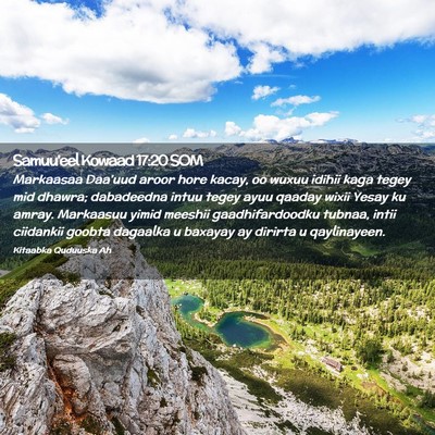 Picture 02 - Samuu'eel Kowaad 17:20 SOM - Markaasaa Daa'uud aroor hore kacay, oo wuxuu - Bible Verse Picture