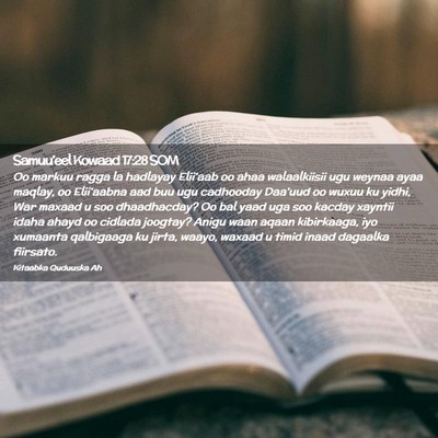 Picture 02 - Samuu'eel Kowaad 17:28 SOM - Oo markuu ragga la hadlayay Elii'aab oo ahaa - Bible Verse Picture
