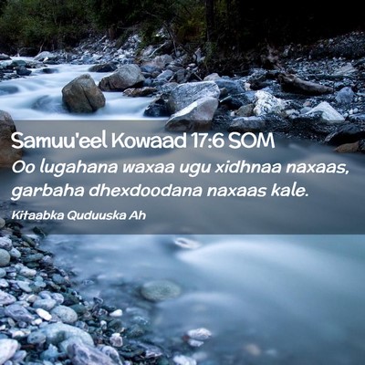 Picture 02 - Samuu'eel Kowaad 17:6 SOM - Oo lugahana waxaa ugu xidhnaa naxaas, garbaha - Bible Verse Picture