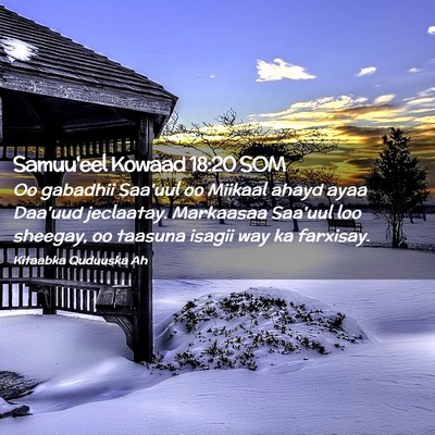 Picture 02 - Samuu'eel Kowaad 18:20 SOM - Oo gabadhii Saa'uul oo Miikaal ahayd ayaa Daa'uud - Bible Verse Picture