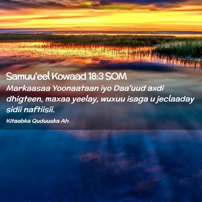 Picture 02 - Samuu'eel Kowaad 18:3 SOM - Markaasaa Yoonaataan iyo Daa'uud axdi dhigteen, - Bible Verse Picture