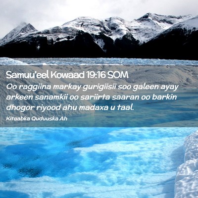 Picture 02 - Samuu'eel Kowaad 19:16 SOM - Oo raggiina markay gurigiisii soo galeen ayay - Bible Verse Picture