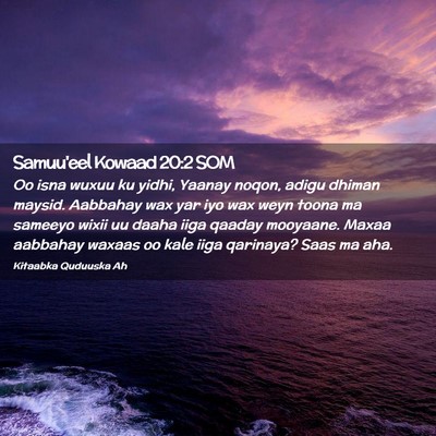 Picture 02 - Samuu'eel Kowaad 20:2 SOM - Oo isna wuxuu ku yidhi, Yaanay noqon, adigu - Bible Verse Picture