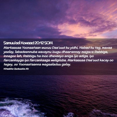 Picture 02 - Samuu'eel Kowaad 20:42 SOM - Markaasaa Yoonaataan wuxuu Daa'uud ku yidhi, - Bible Verse Picture