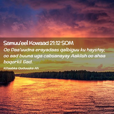 Picture 02 - Samuu'eel Kowaad 21:12 SOM - Oo Daa'uudna erayadaas qalbiguu ku haystay, oo - Bible Verse Picture