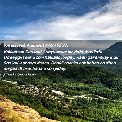 Picture 02 - Samuu'eel Kowaad 22:22 SOM - Kolkaasaa Daa'uud Aabyaataar ku yidhi, Maalintii - Bible Verse Picture