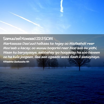 Picture 02 - Samuu'eel Kowaad 22:3 SOM - Markaasaa Daa'uud halkaas ka tegey oo Misfaahdii - Bible Verse Picture