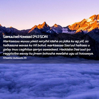 Picture 02 - Samuu'eel Kowaad 24:3 SOM - Markaasuu wuxuu yimid xeryihii idaha oo jidka ku - Bible Verse Picture