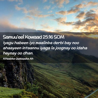 Picture 02 - Samuu'eel Kowaad 25:16 SOM - Iyagu habeen iyo maalinba derbi bay noo ahaayeen - Bible Verse Picture