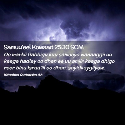 Picture 02 - Samuu'eel Kowaad 25:30 SOM - Oo markii Rabbigu kuu sameeyo wanaaggii uu kaaga - Bible Verse Picture