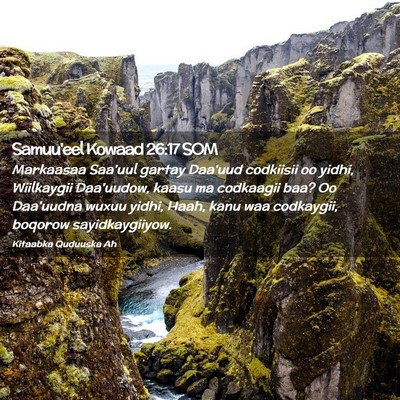Picture 02 - Samuu'eel Kowaad 26:17 SOM - Markaasaa Saa'uul gartay Daa'uud codkiisii oo - Bible Verse Picture