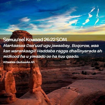Picture 02 - Samuu'eel Kowaad 26:22 SOM - Markaasaa Daa'uud ugu jawaabay, Boqorow, waa kan - Bible Verse Picture