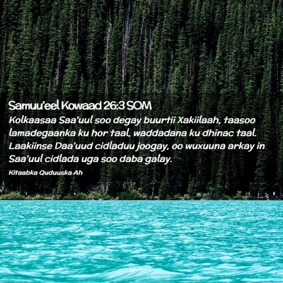 Picture 02 - Samuu'eel Kowaad 26:3 SOM - Kolkaasaa Saa'uul soo degay buurtii Xakiilaah, - Bible Verse Picture