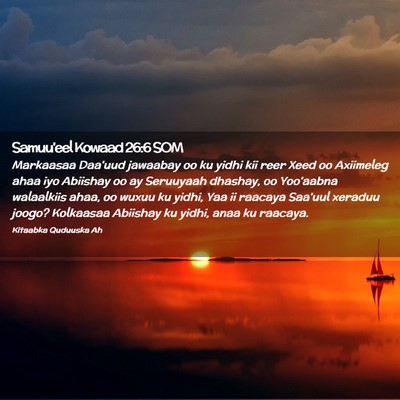 Picture 02 - Samuu'eel Kowaad 26:6 SOM - Markaasaa Daa'uud jawaabay oo ku yidhi kii reer - Bible Verse Picture