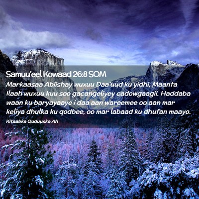 Picture 02 - Samuu'eel Kowaad 26:8 SOM - Markaasaa Abiishay wuxuu Daa'uud ku yidhi, Maanta - Bible Verse Picture