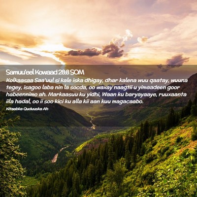 Picture 02 - Samuu'eel Kowaad 28:8 SOM - Kolkaasaa Saa'uul si kale iska dhigay, dhar - Bible Verse Picture