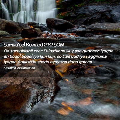 Picture 02 - Samuu'eel Kowaad 29:2 SOM - Oo saraakiishii reer Falastiinna way soo gudbeen - Bible Verse Picture