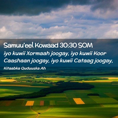 Picture 02 - Samuu'eel Kowaad 30:30 SOM - iyo kuwii Xormaah joogay, iyo kuwii Koor Caashaan - Bible Verse Picture