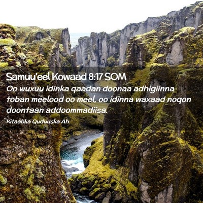 Picture 02 - Samuu'eel Kowaad 8:17 SOM - Oo wuxuu idinka qaadan doonaa adhigiinna toban - Bible Verse Picture