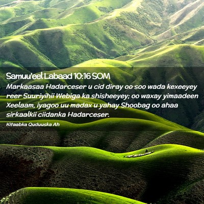 Picture 02 - Samuu'eel Labaad 10:16 SOM - Markaasaa Hadarceser u cid diray oo soo wada - Bible Verse Picture