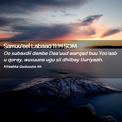 Picture 02 - Samuu'eel Labaad 11:14 SOM - Oo subaxdii dambe Daa'uud warqad buu Yoo'aab u - Bible Verse Picture