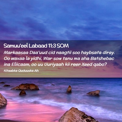 Picture 02 - Samuu'eel Labaad 11:3 SOM - Markaasaa Daa'uud cid naagtii soo haybsata diray. - Bible Verse Picture