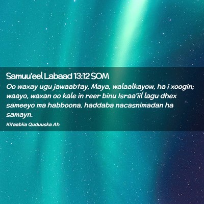 Picture 02 - Samuu'eel Labaad 13:12 SOM - Oo waxay ugu jawaabtay, Maya, walaalkayow, ha i - Bible Verse Picture